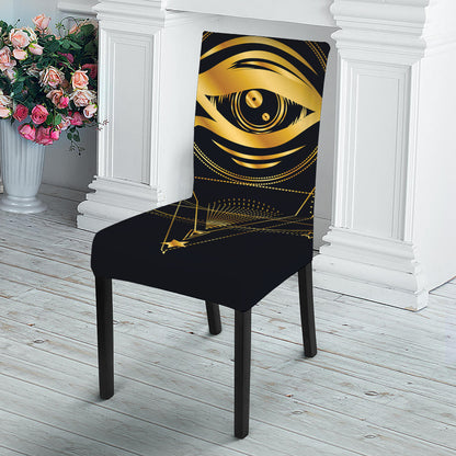 Geometric Eye of Providence Print Dining Chair Slipcover