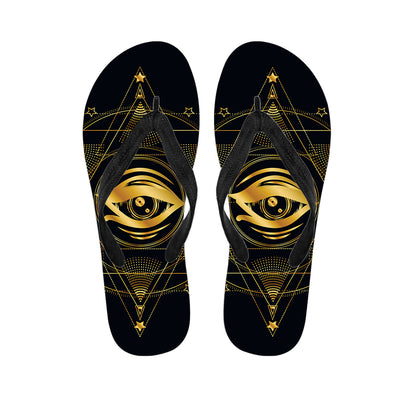 Geometric Eye of Providence Print Flip Flops