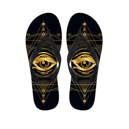 Geometric Eye of Providence Print Flip Flops