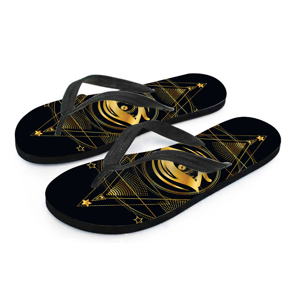 Geometric Eye of Providence Print Flip Flops