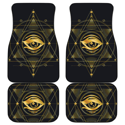 Geometric Eye of Providence Print Front and Back Car Floor Mats