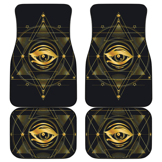 Geometric Eye of Providence Print Front and Back Car Floor Mats