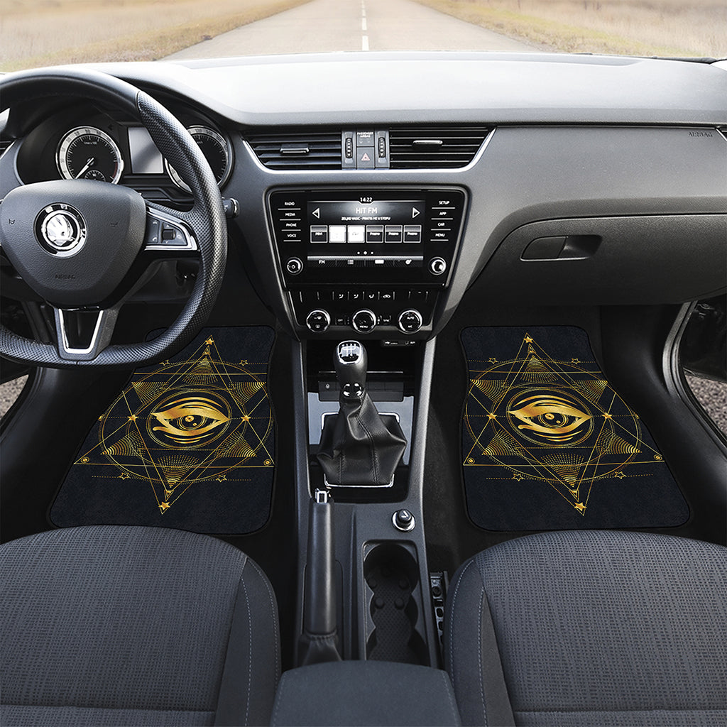 Geometric Eye of Providence Print Front and Back Car Floor Mats