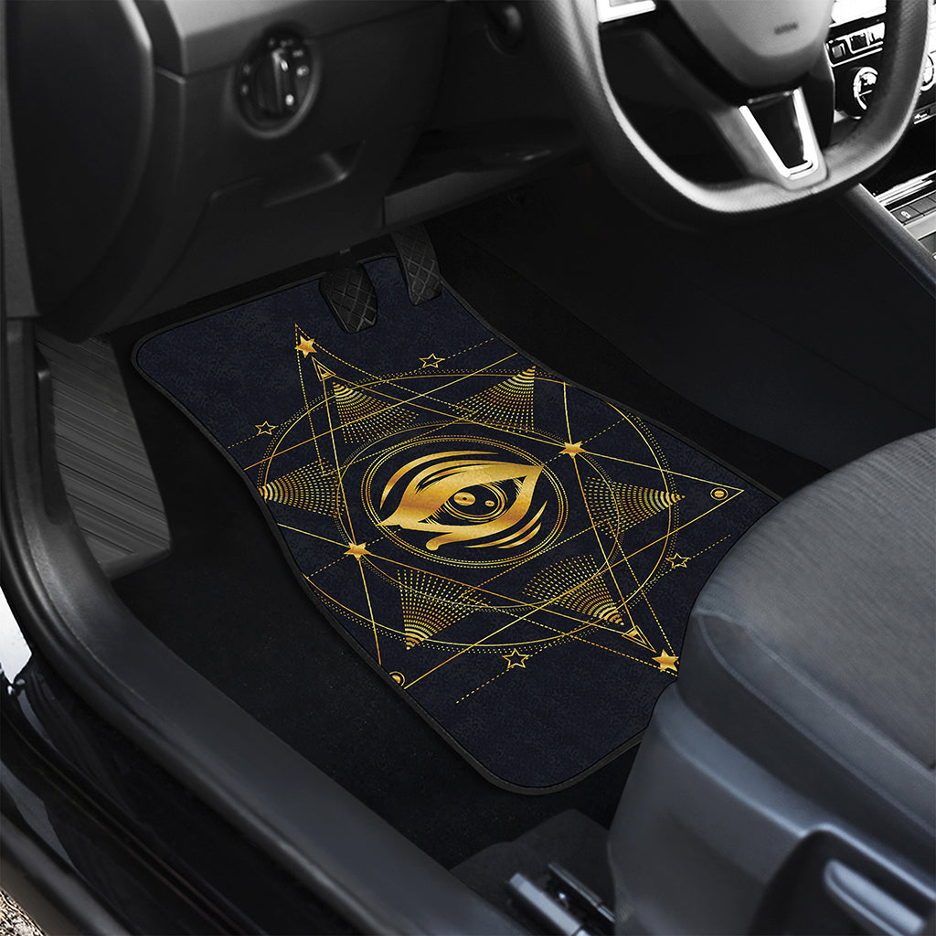 Geometric Eye of Providence Print Front and Back Car Floor Mats