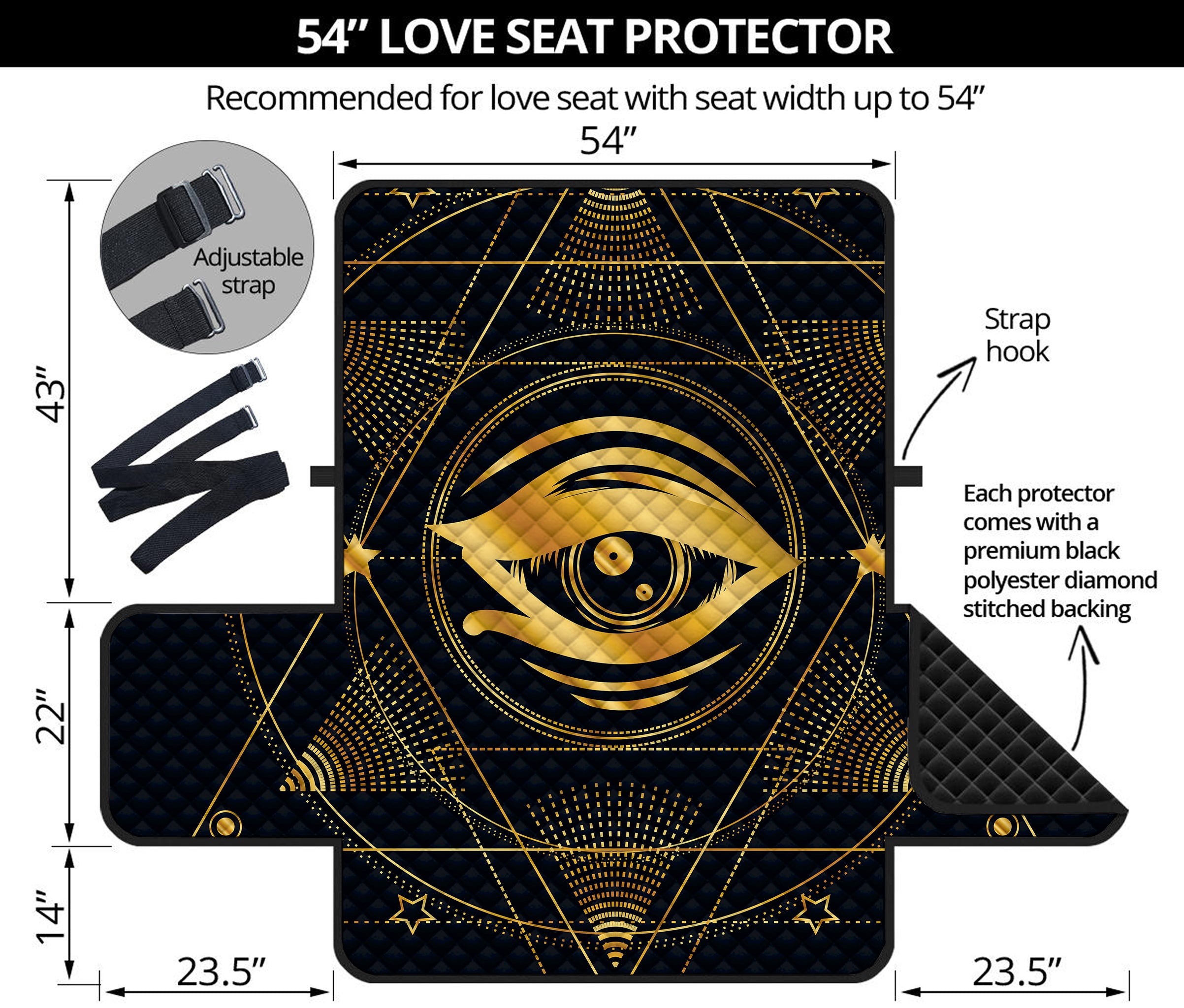 Geometric Eye of Providence Print Loveseat Protector