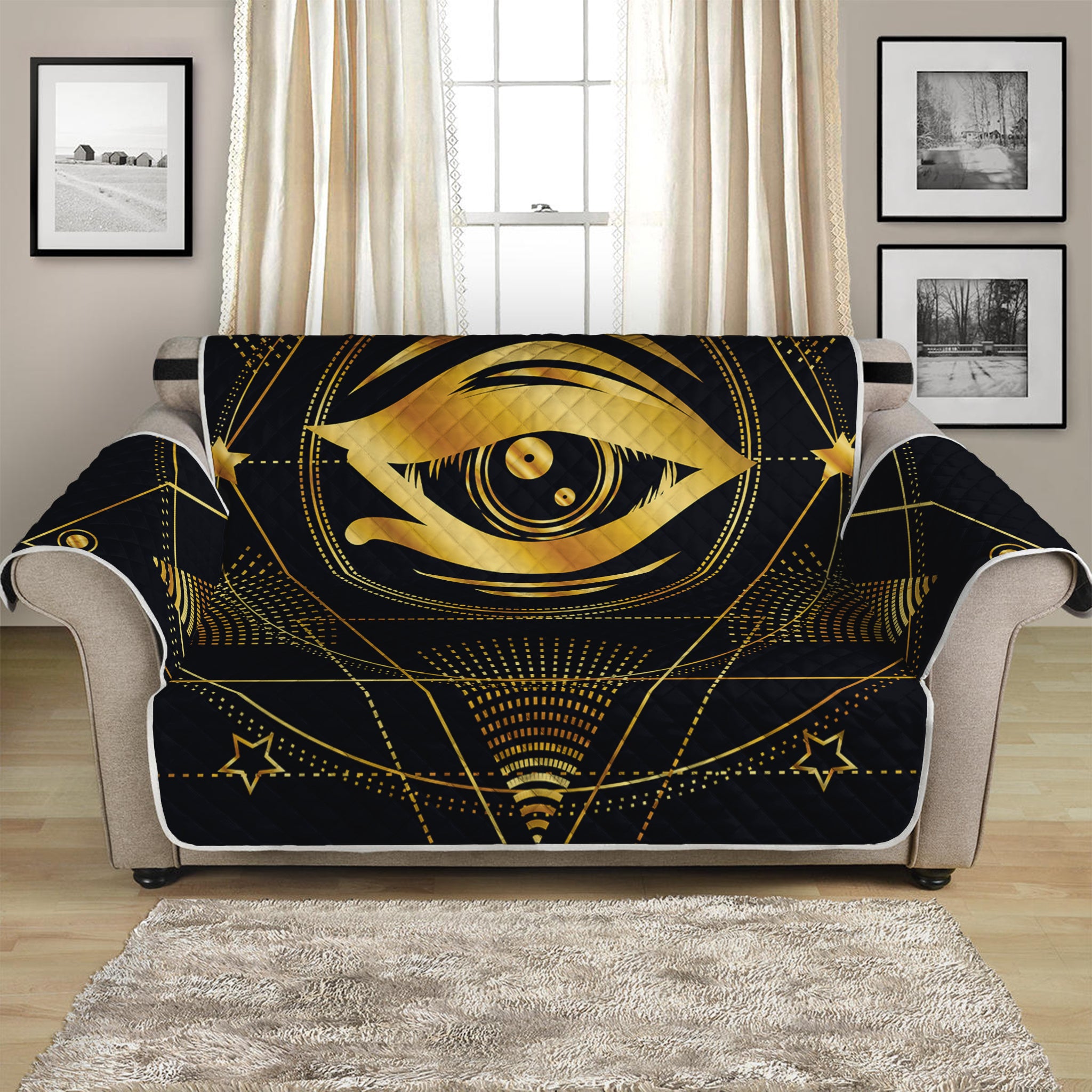 Geometric Eye of Providence Print Loveseat Protector