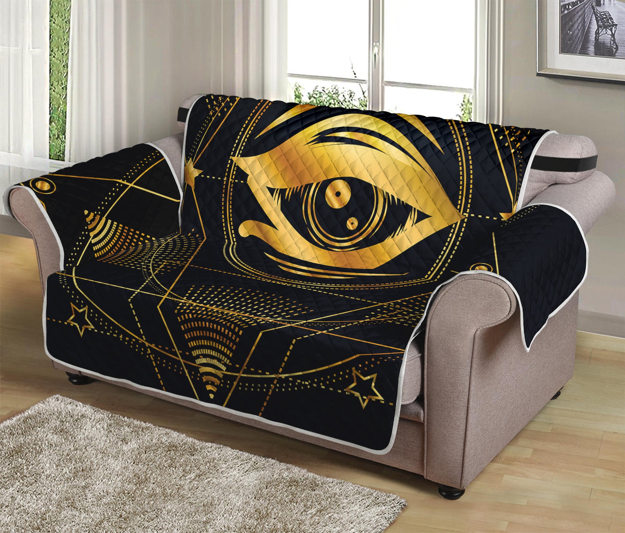 Geometric Eye of Providence Print Loveseat Protector