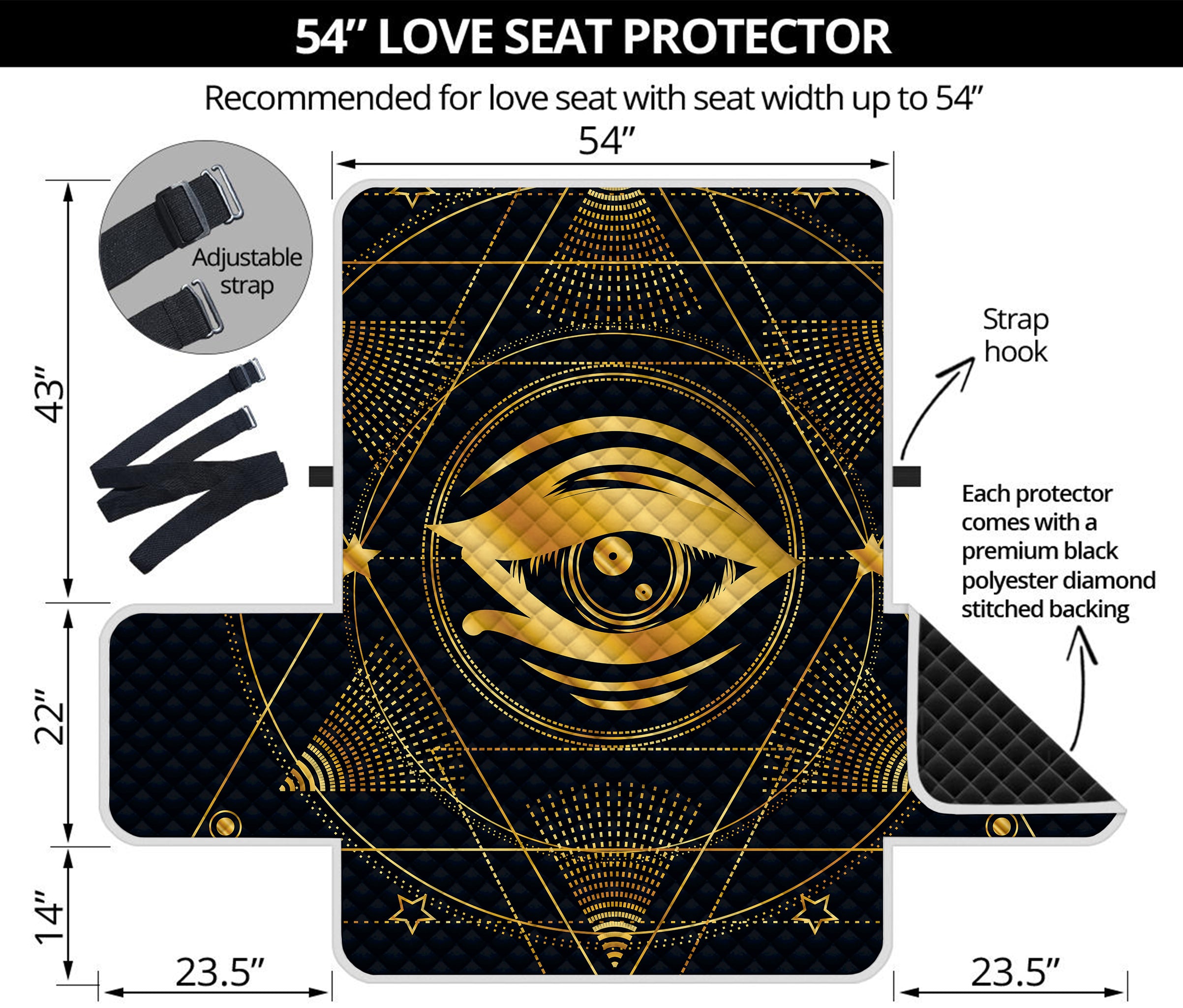 Geometric Eye of Providence Print Loveseat Protector