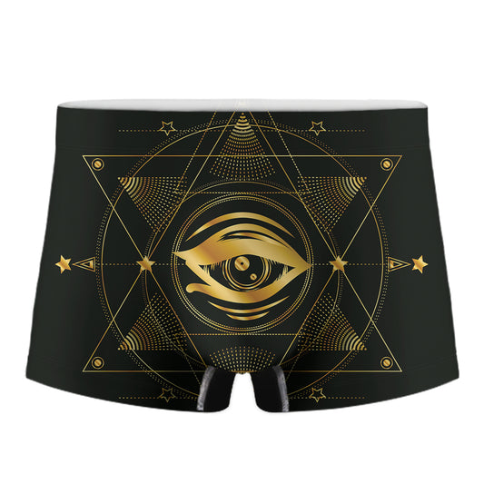 Geometric Eye of Providence Print Men's Boxer Briefs