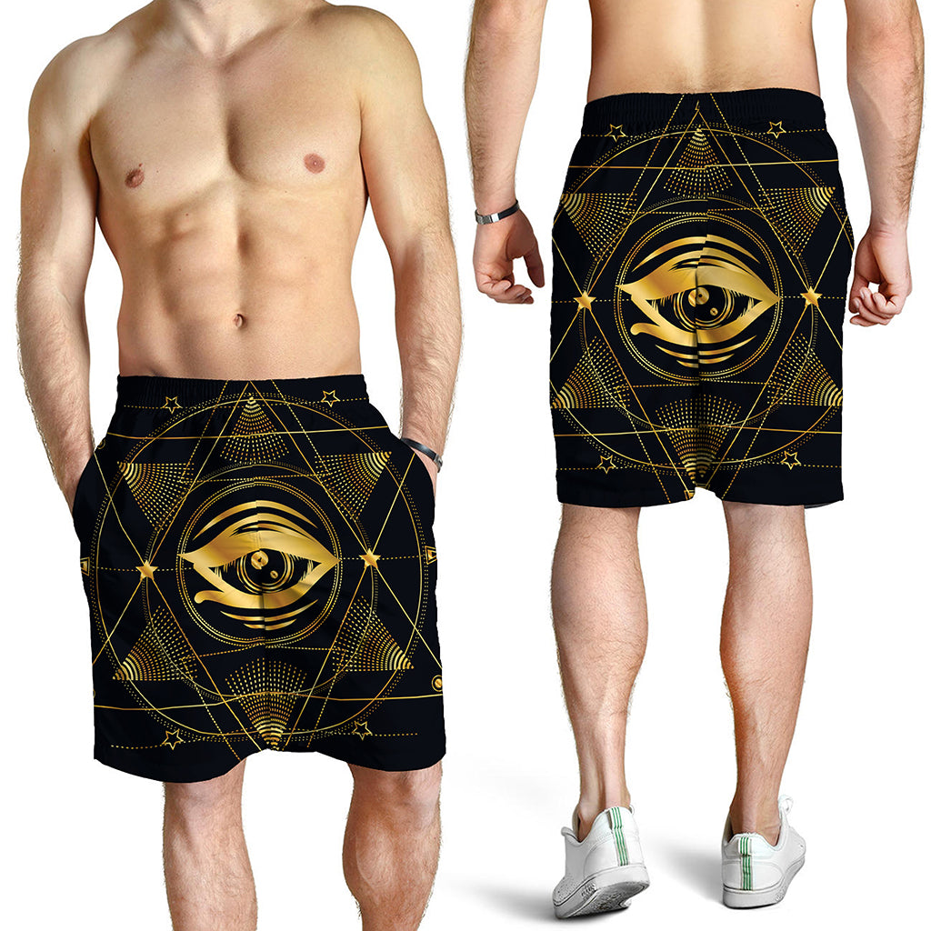 Geometric Eye of Providence Print Men's Shorts