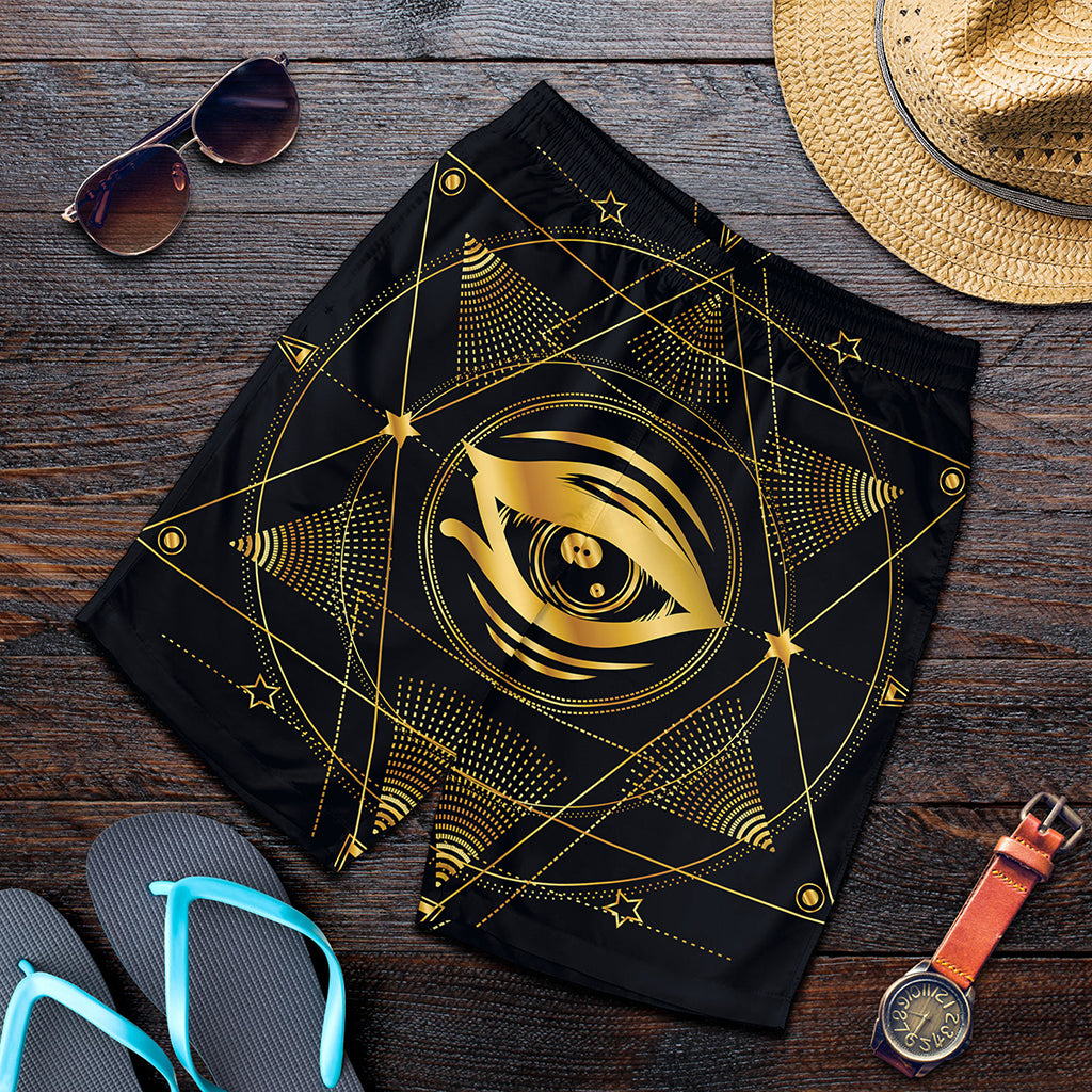 Geometric Eye of Providence Print Men's Shorts