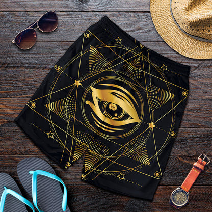 Geometric Eye of Providence Print Men's Shorts
