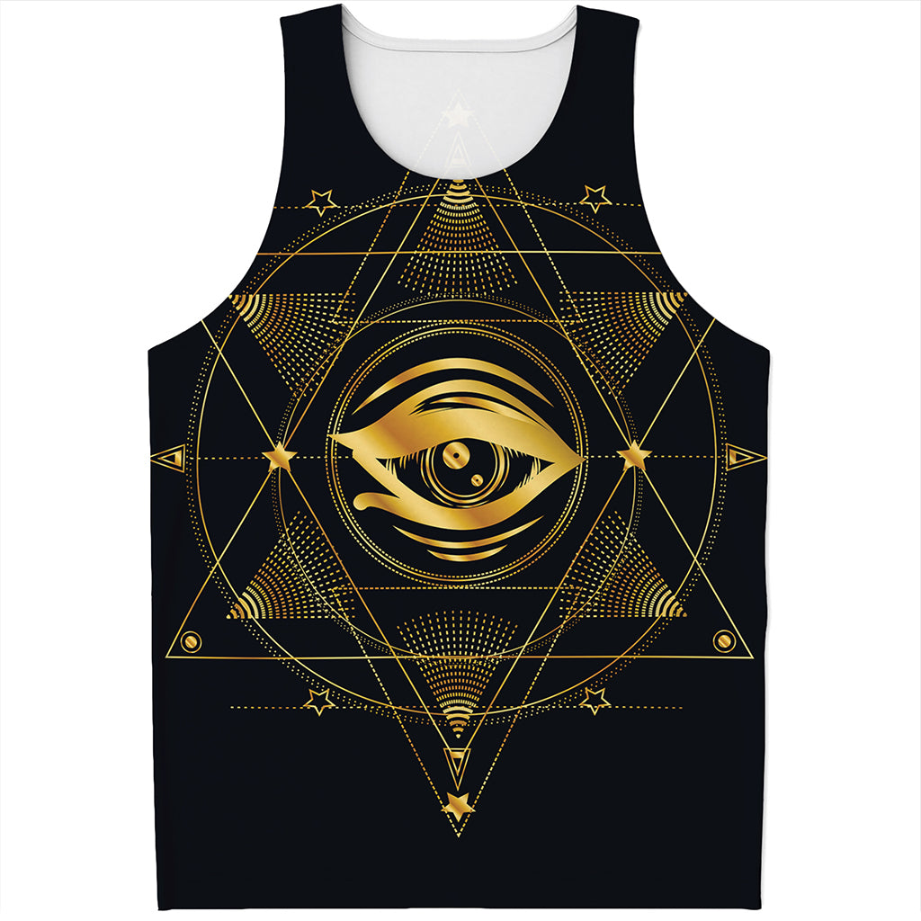 Geometric Eye of Providence Print Men's Tank Top