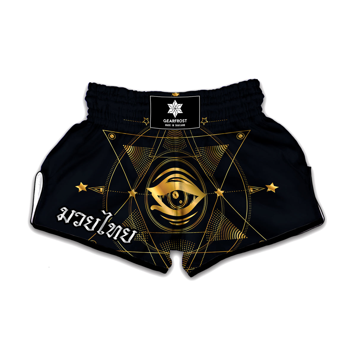 Geometric Eye of Providence Print Muay Thai Boxing Shorts