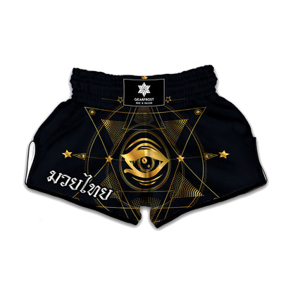 Geometric Eye of Providence Print Muay Thai Boxing Shorts