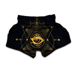 Geometric Eye of Providence Print Muay Thai Boxing Shorts