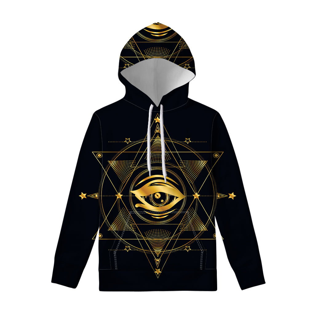 Geometric Eye of Providence Print Pullover Hoodie