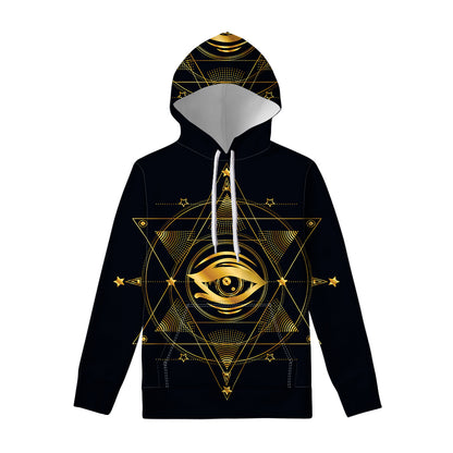 Geometric Eye of Providence Print Pullover Hoodie