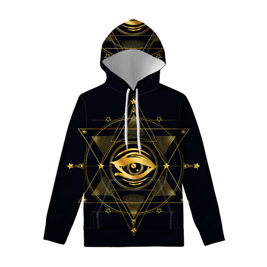 Geometric Eye of Providence Print Pullover Hoodie