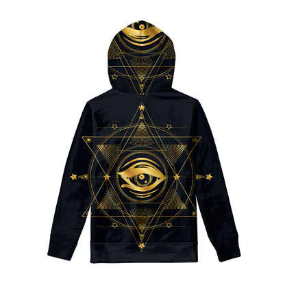 Geometric Eye of Providence Print Pullover Hoodie