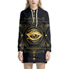 Geometric Eye of Providence Print Pullover Hoodie Dress