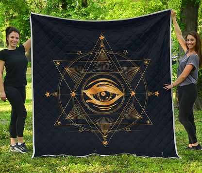 Geometric Eye of Providence Print Quilt