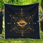 Geometric Eye of Providence Print Quilt