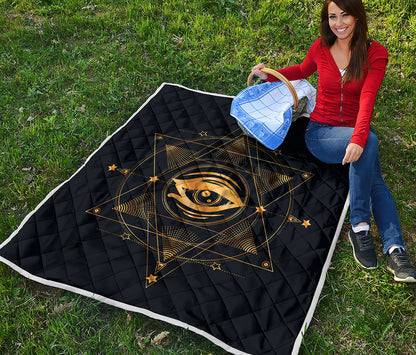 Geometric Eye of Providence Print Quilt
