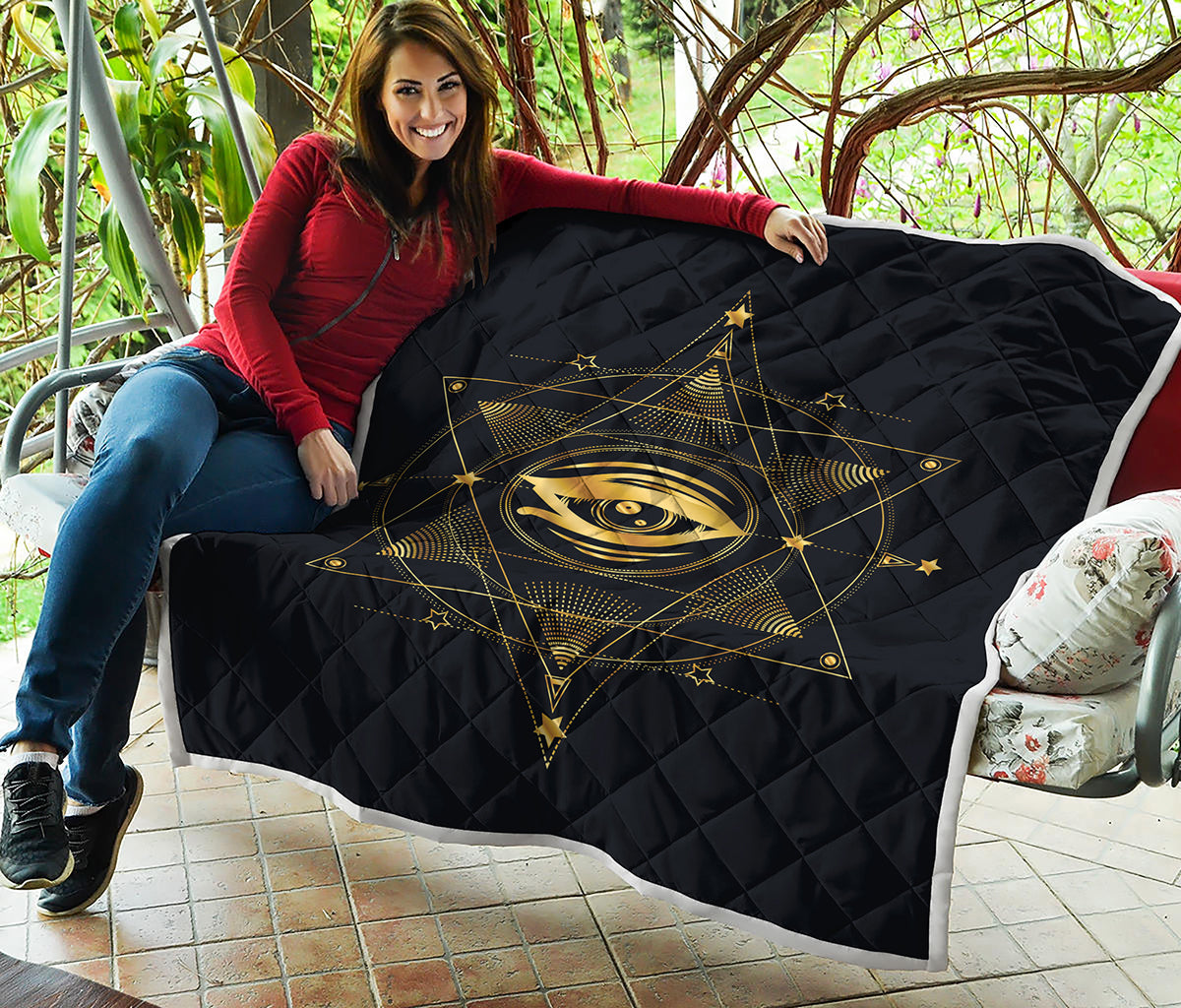 Geometric Eye of Providence Print Quilt