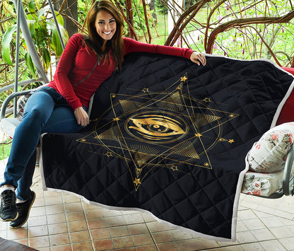 Geometric Eye of Providence Print Quilt