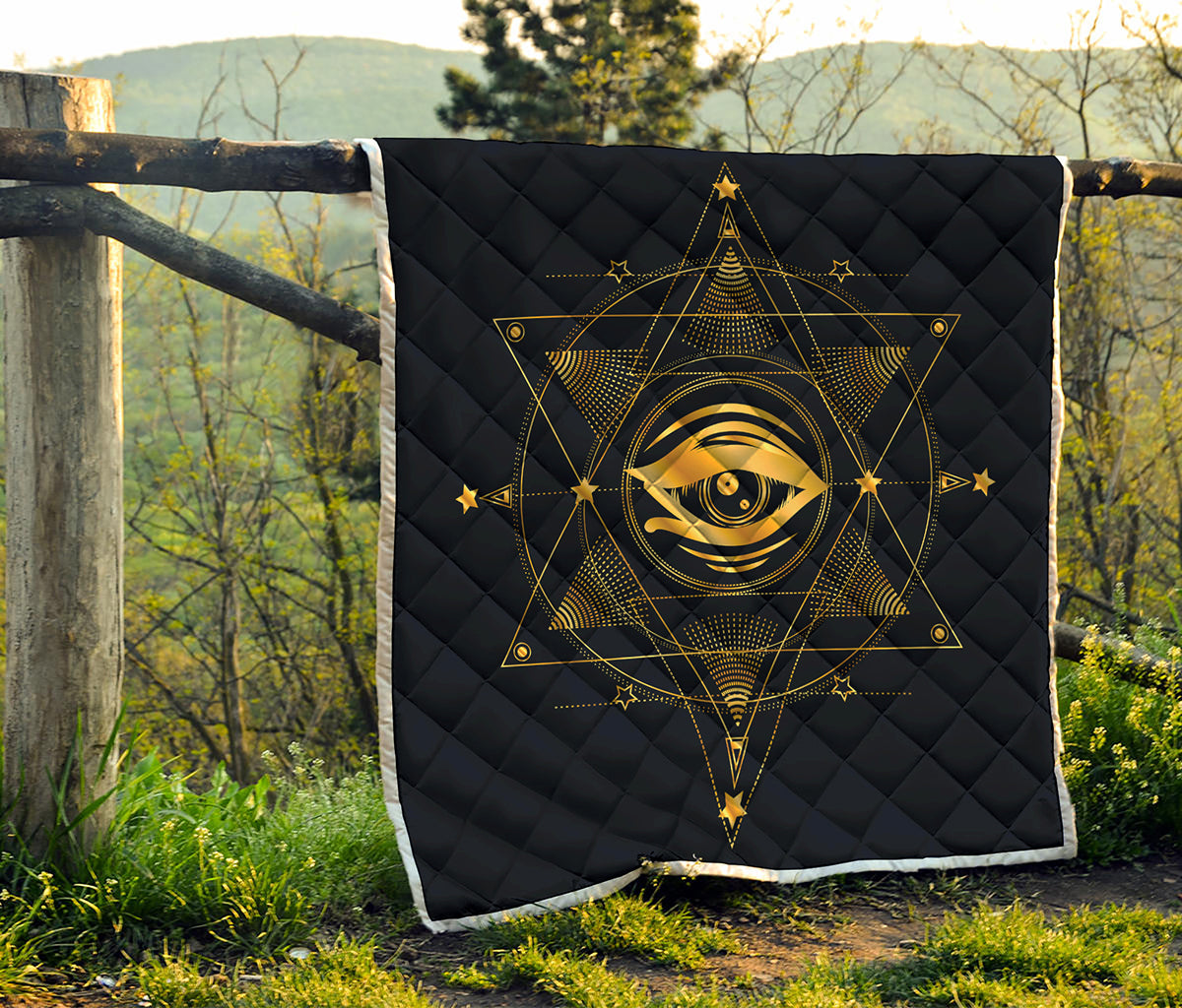 Geometric Eye of Providence Print Quilt