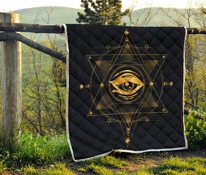 Geometric Eye of Providence Print Quilt