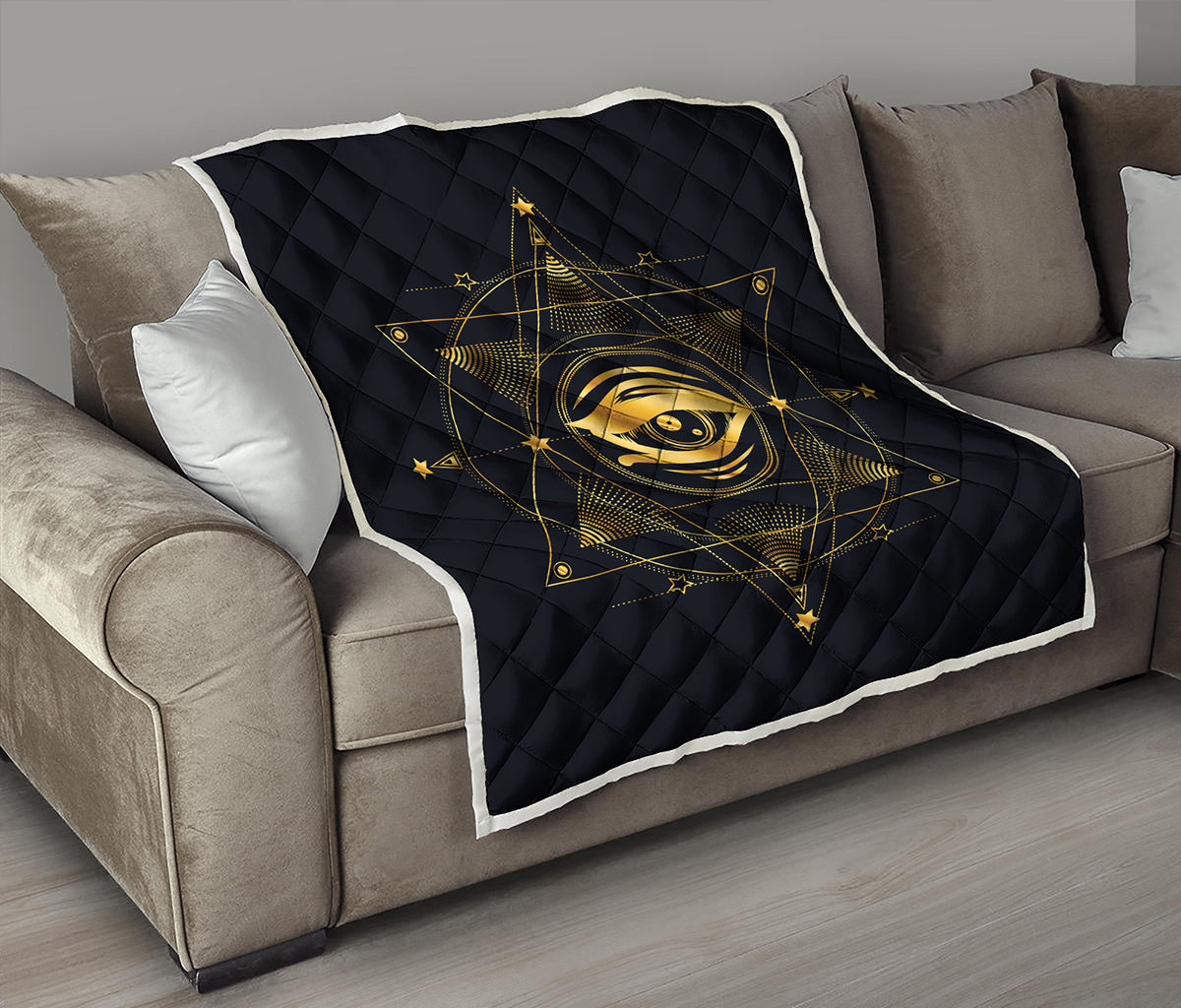 Geometric Eye of Providence Print Quilt