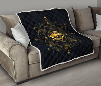 Geometric Eye of Providence Print Quilt