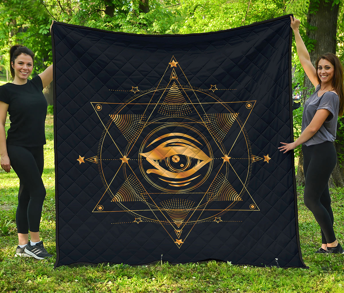 Geometric Eye of Providence Print Quilt