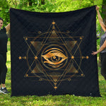 Geometric Eye of Providence Print Quilt
