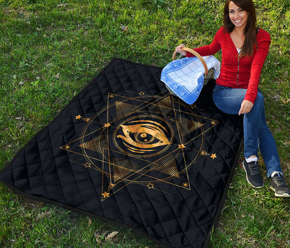 Geometric Eye of Providence Print Quilt