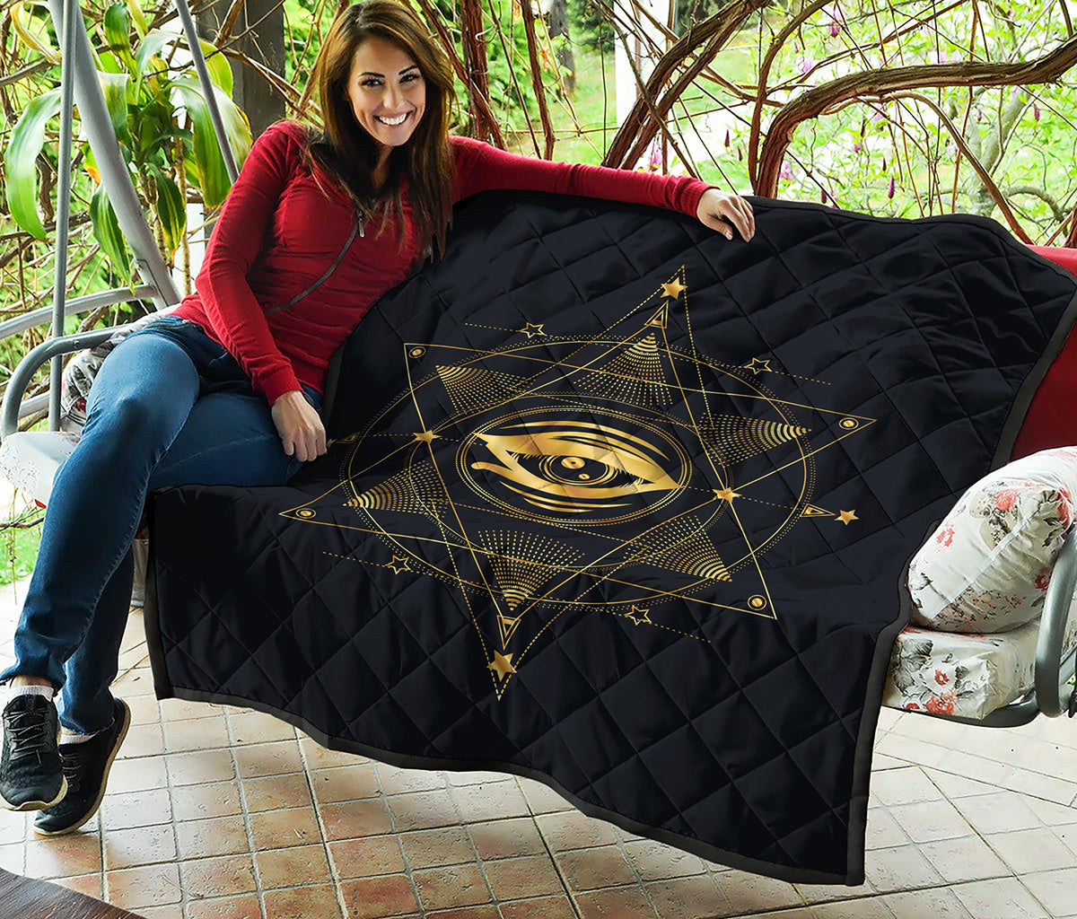 Geometric Eye of Providence Print Quilt