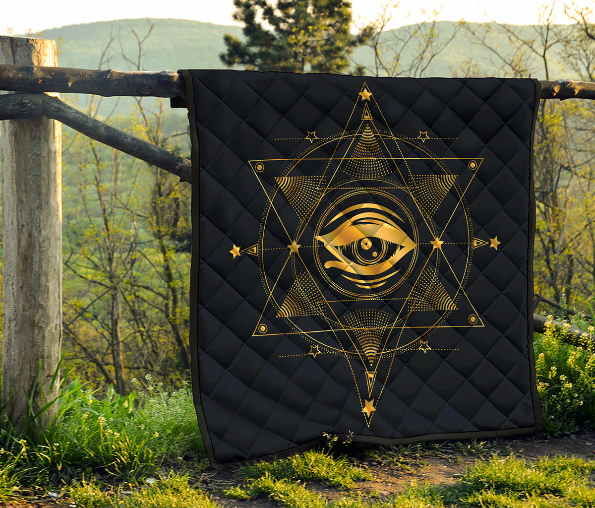 Geometric Eye of Providence Print Quilt