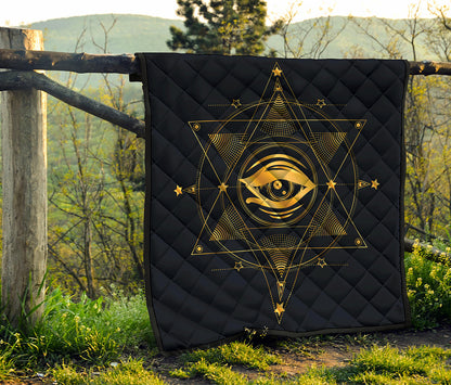 Geometric Eye of Providence Print Quilt
