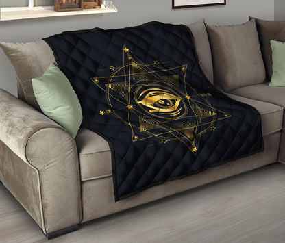 Geometric Eye of Providence Print Quilt