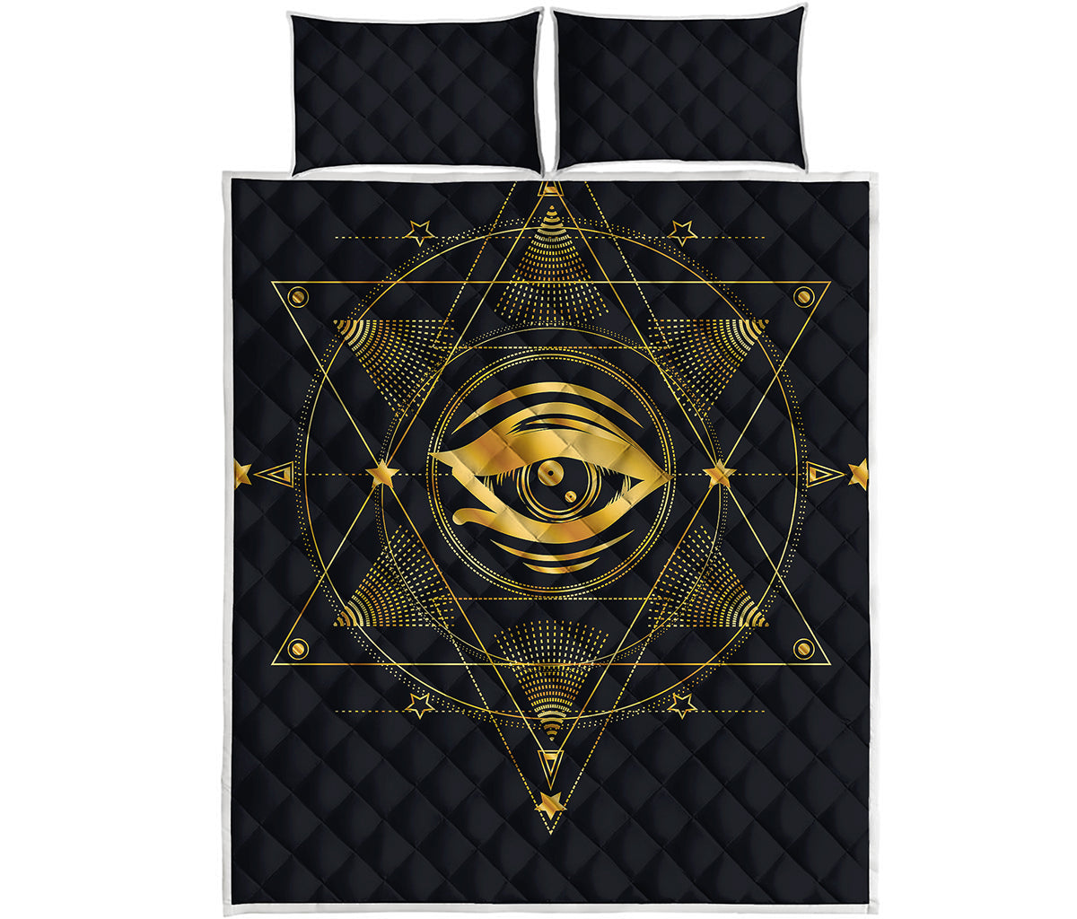 Geometric Eye of Providence Print Quilt Bed Set
