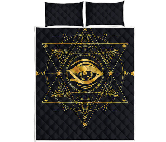Geometric Eye of Providence Print Quilt Bed Set