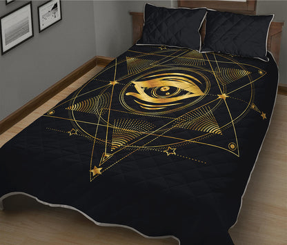 Geometric Eye of Providence Print Quilt Bed Set
