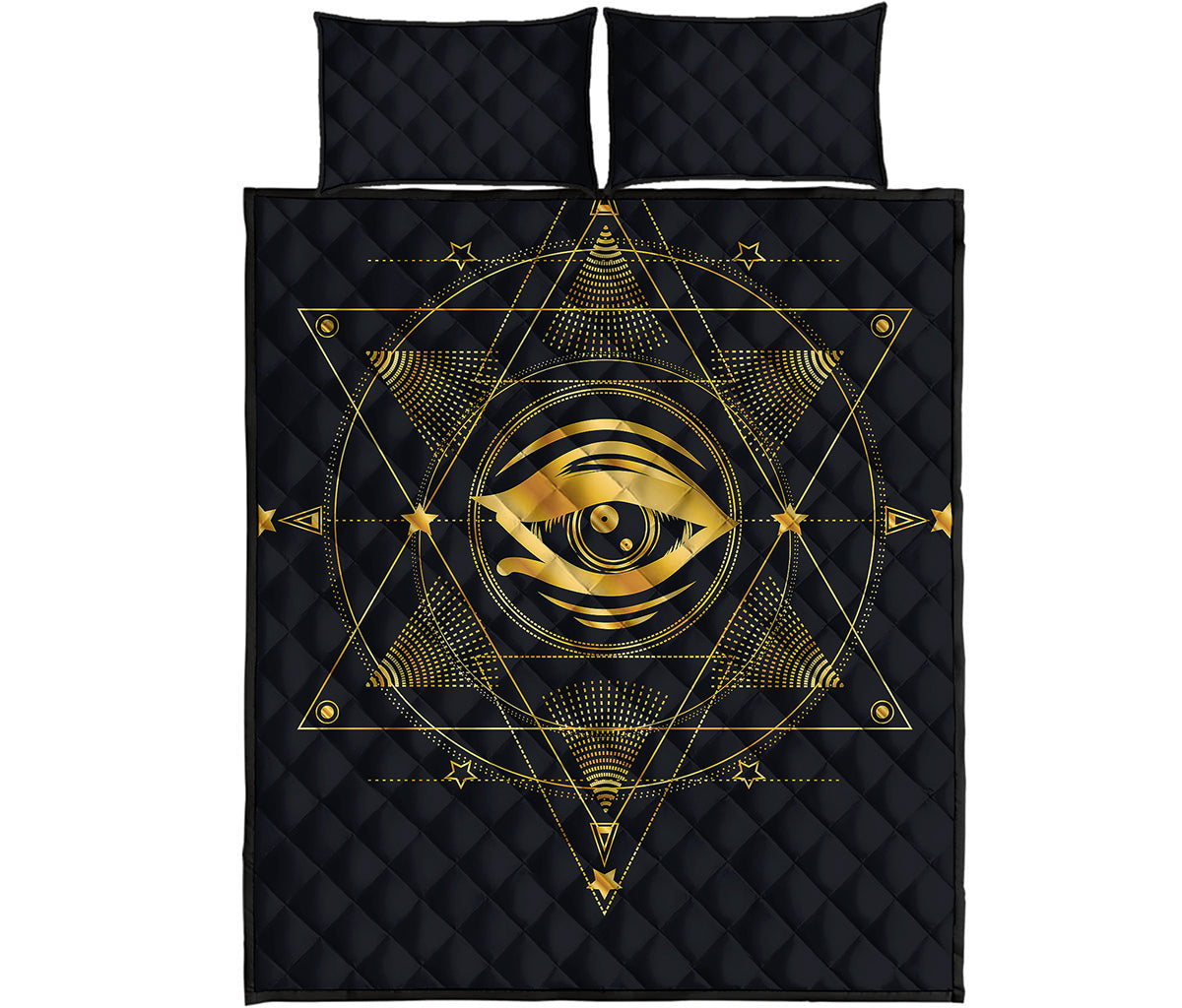 Geometric Eye of Providence Print Quilt Bed Set