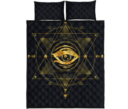 Geometric Eye of Providence Print Quilt Bed Set