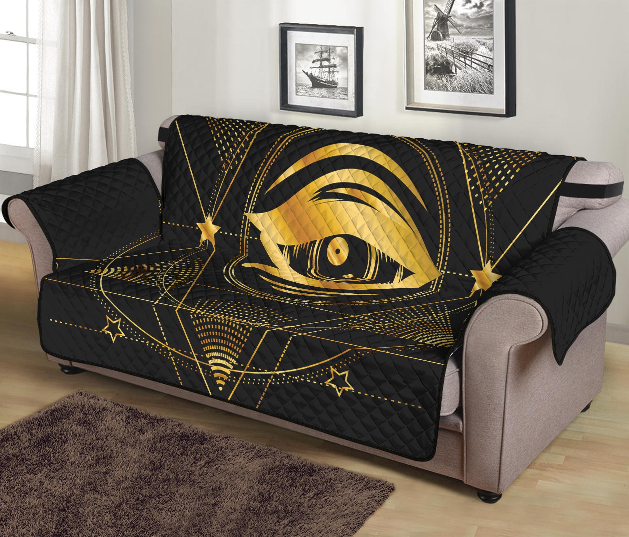 Geometric Eye of Providence Print Sofa Protector