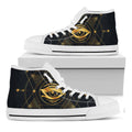 Geometric Eye of Providence Print White High Top Sneakers