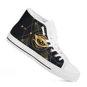 Geometric Eye of Providence Print White High Top Shoes