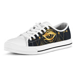 Geometric Eye of Providence Print White Low Top Shoes